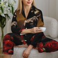 thumbnail image 6 of Lsque Elegant Rose Skull Pattern Long Sleeve Pajama Set for Women - Soft 2-Piece Sleepwear and Loungewear Set with Pockets, Comfy Nightwear-Medium, 6 of 7
