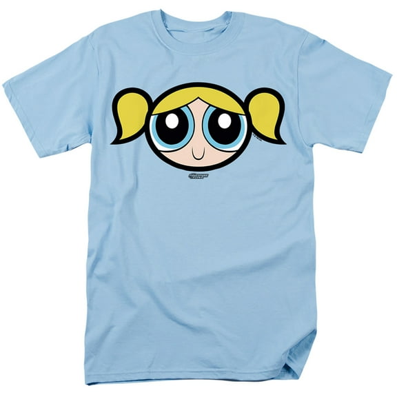 The Powerpuff Girls Bubbles Face Unisex Adult T Shirt, Light Blue, 2X-Large