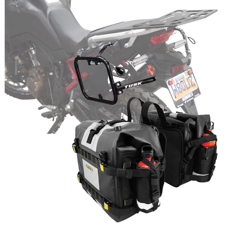 Tusk Pannier Racks with Nelson Rigg Hurricane Dry Saddlebags Black