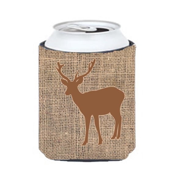 Deer Burlap And Brown Can Or Bottle  Hugger