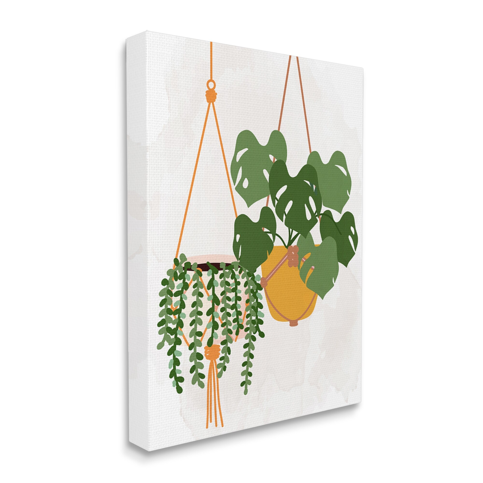 Stupell Industries Casual Hanging House Plants Botanical Monstera Leaves Graphic Art Gallery Wrapped Canvas Print Wall Art, Design by Kim Allen