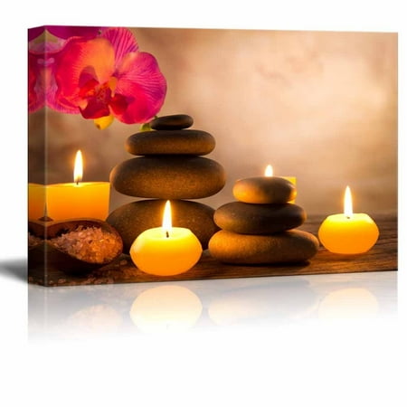 - Canvas Prints Wall Art - Spa Still Life with Aromatic Candles and Zen Stones | Modern Wall Decor/Home Decoration Stretched Gallery Canvas Wrap Giclee Print & Ready to Hang - 12