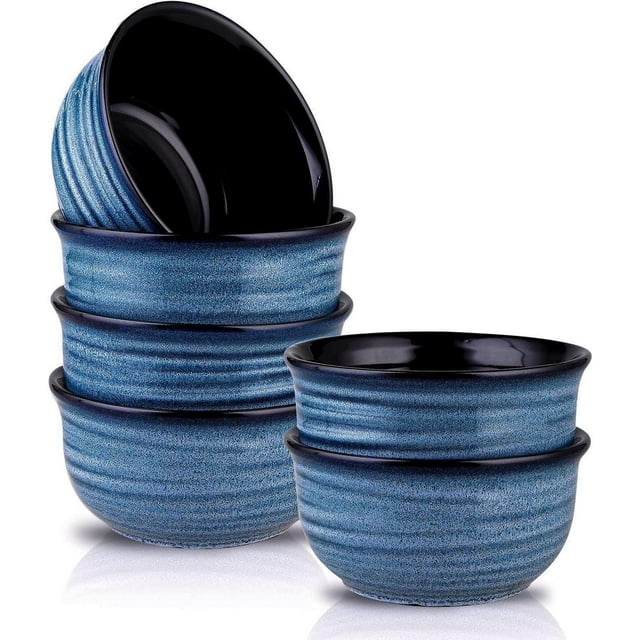 Hasense Cereal Bowl Set of 6, 20 Ounces Ceramic Soup Bowls Set for Kitchen, Suit for Cereal Soup Rice Pasta Salad Oatmeal, Microwave and Dishwasher Safe(Blue)