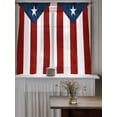 thumbnail image 4 of Puerto Rico Flag Curtains 54 Inch Length,Sheer Curtains for Bedroom Living Room Window Palm Leaf Botanical Red Striped Blue Star Rod Pocket Drapes Kitchen Curtains Small Half Window 52"x54" 2 Panels, 4 of 7