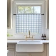 thumbnail image 3 of Sheer Curtains 45 Inch Length, Light Blue Plaid Semi Sheer Curtains Light Filtering Window Treatment, Modern Minimalist Country Privacy Voile Drapes for Living Room Bedroom 52x45 Inch, 3 of 7