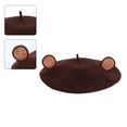 thumbnail image 4 of lanema Women Winter Autumn Faux Wool Beret Hat Cute 3D Brown Bear Ears Vintage Artist Painter Beanies Pumpkin Cap, 4 of 9