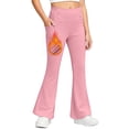 thumbnail image 4 of Bainana Casual Pants For Girls Solid Color Elastic Waist Flare Leg Leggings Jogger Pants Soft Casual Trousers Little Girls Modern Fit School Holiday Trousers Pink Size 11-12 Years, 4 of 8