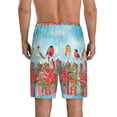 thumbnail image 3 of Kdxio Winter Birds on the Fence Print Mens Sleep Shorts Bottoms Soft Comfy Pajama Wear Pants with Drawstring Pockets, 3 of 7