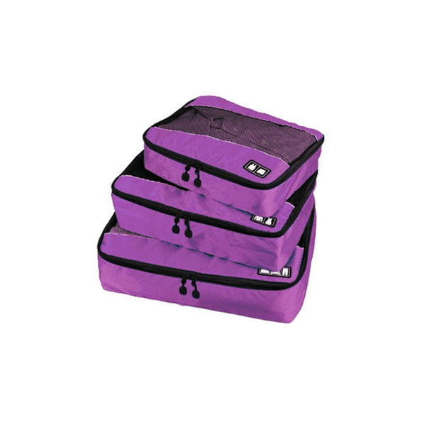 Bolsa de almacenamiento de 3 uds con cremallera plegada multifuncional de gran capacidad, organizador de sujetadores, bolsas, contenedor de ropa Almacenamiento y organización del hogar Púrpura Naiovety HA077559-08