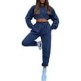 thumbnail image 3 of Gomelly Ladies Jogger Set Long Sleeve Sweatsuits Loose Fit Two Piece Outfit Women Thick Running Sweatshirts And Sweatpants Drawstring Lounge Sets Blue S, 3 of 8