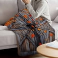 thumbnail image 3 of Fall Leaves Blanket Soft Cozy Warm Twin Blanket for Bed, Plush Fuzzy Flannel Fleece Blankets for Sofa, Autumn Maple Rustic Wooden Barn Door Throw Blankets for Couch, Gifts for Men, 60"x80", 3 of 9