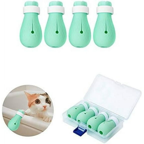 Silicone Cat Mittens, Durable Design for Anti-Slip & Scratch Prevention, Protective Boots for Multi-Use Cat Accessories & Bathing Aid (Adjustable Size, Food-Grade Silicone)