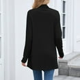 thumbnail image 7 of hoksml Women's Long Solid Color Cardigan Asymmetrical Hem Long Sleeve Knit Cover Up Lightweight Duster Sweater Coat Casual Tops, 7 of 7