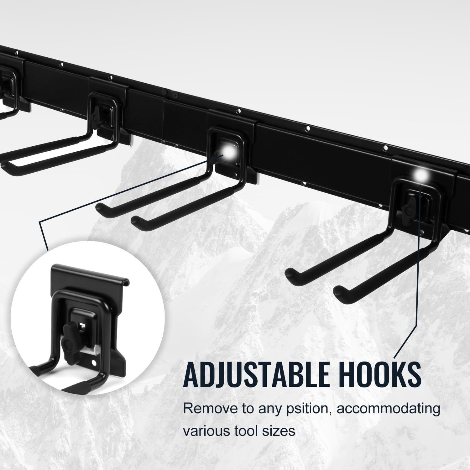 Heavy Duty Garage Tool Organizer with Lock Design, Adjustable Wall Mount Storage Rack, Holds Up to 420lbs