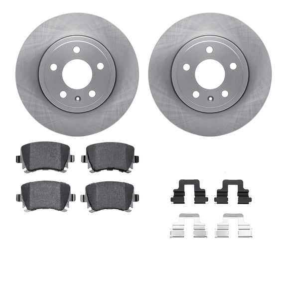 Dynamic Friction Company Rear Brake Rotors with 5000 Euro Ceramic Brake Pads includes Hardware 6612-73148