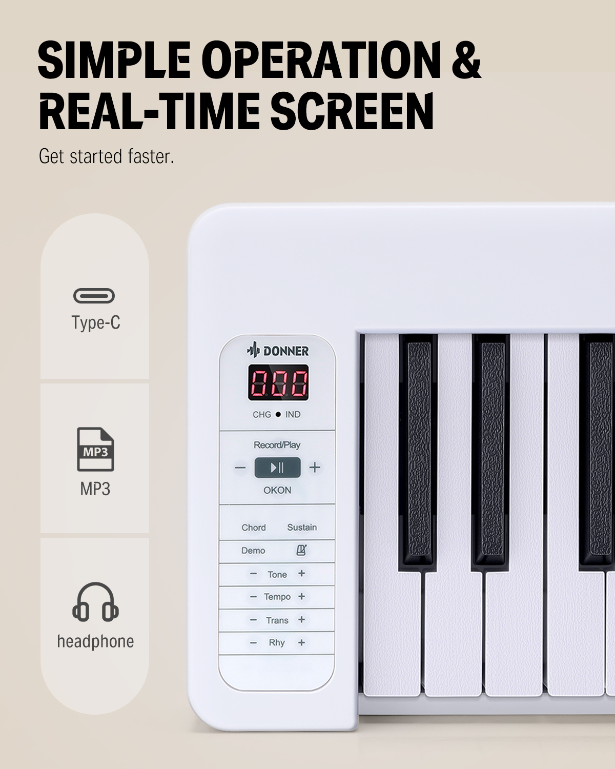 Donner DP-06 61-Key Folding Bluetooth Keyboard Piano photo 2