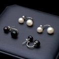 thumbnail image 4 of Natural Pearl Stud Earrings For Women Jewelry S925 Sterling Silver Genuine White Black Double Pearl Earrings Party, 4 of 5