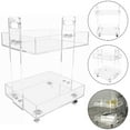 thumbnail image 3 of Modern Acrylic Side Table 2-Tire Clear End Table Kitchen Storage Cart Spa Cart Moble Side Table Clear Acrylic 2-Tier End Table Storage Serve Cart For Home/Bar 2 Layers Mobile Rolling Acrylic, 3 of 11