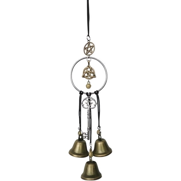 2026 New Witch Bells for Door Knob, Handmade Witch Bells for Home Protection, Brass Wind Chimes with 3 Bells, Boho Style Door Hanging Witch Bell, Witchcraft Door Bell Decor for Home Room (RL 1 PC)
