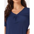 thumbnail image 4 of DARING DIVA Women's V-Neck Pajama Shorts Sleeves Tops Lounge Sleepwear M Blue, 4 of 5