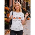 thumbnail image 5 of KimSoong Women Thanksgiving Shirt Plaid Pumpkins Graphic Crew Neck Short Sleeve T-Shirts Tops, 5 of 12