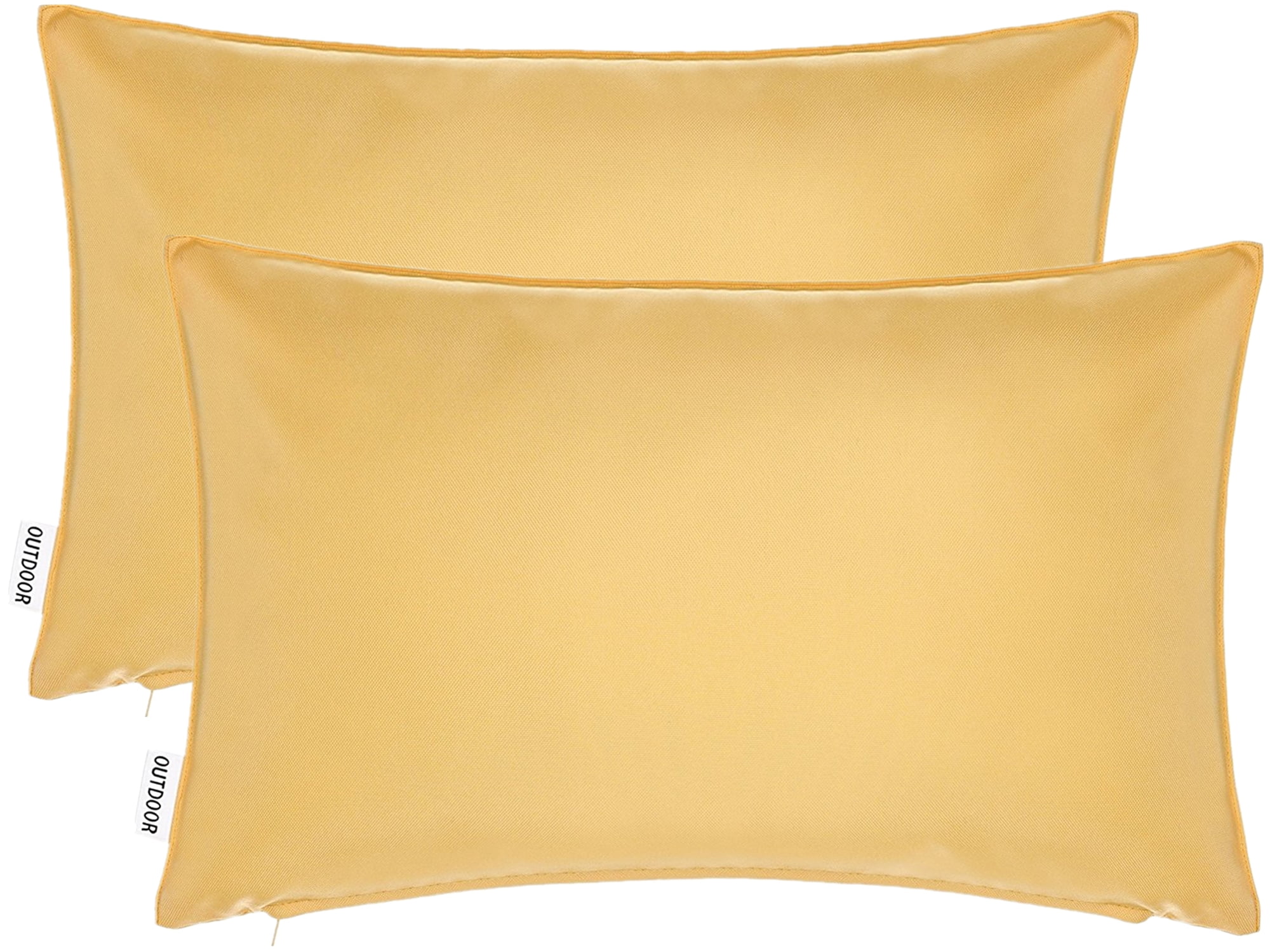 Pack of 2 Outdoor Decorative Throw Pillows 12 x 18 inch Solid Yellow