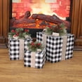 thumbnail image 3 of PENGXIANG 3Pcs/Set Christmas Gift Box Decoration Red Black White Plaid Ribbon Bowknot Pine Cone Needle  Tree Holiday Present Box Ornament Kit, 3 of 10