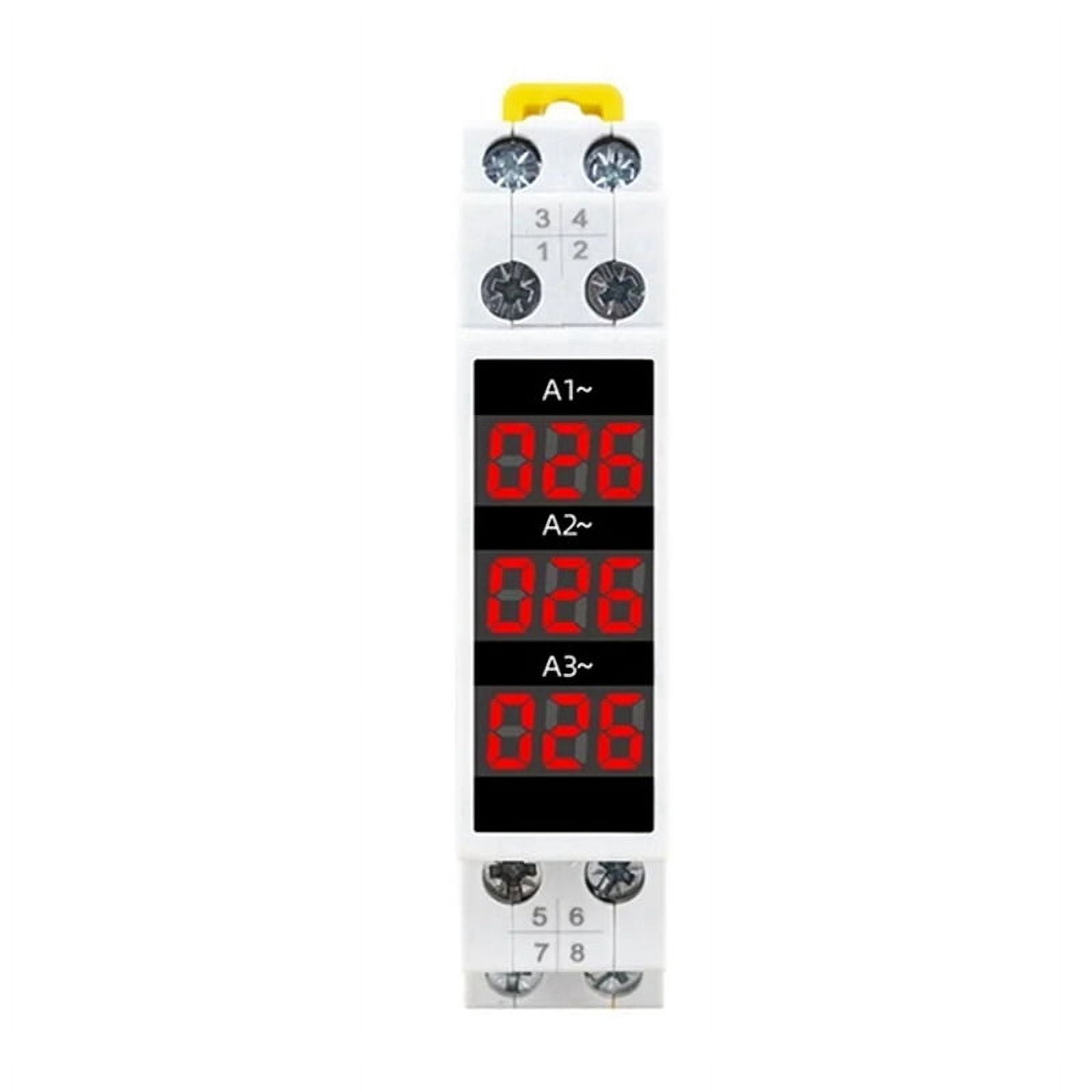 2X Din Rail Mount 3 Phase Ampere Meter Mini Modular Current Meter Gauge Indicator LED Digital Display Detector Ammeter