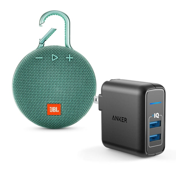Jbl Clip 3 Teal Bluetooth Speaker W Anker 2 Ports Wall Charger Walmart Com Walmart Com
