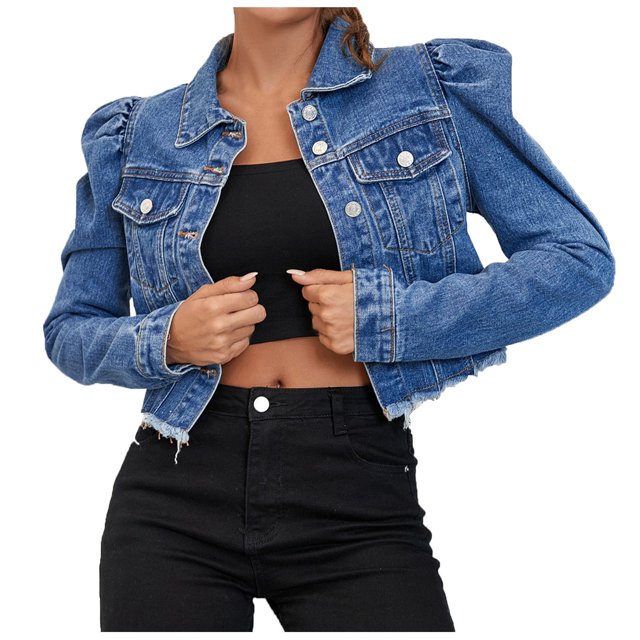 Blusa vaquera sin capucha de manga larga con botones informales a la moda para mujer Pompotops qwe18165