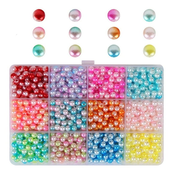 Rvaymup 1200Pcs Colorful Pearls Beads for Art Craft Jewelry Making 6MM Imitation Pearls