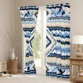 thumbnail image 3 of Manfei Vintage Aztec Print Curtains Pack of 2 (42x84 Each),Rustic Farmhouse Cabin Curtains Blackout,Beige Blue Bedroom Curtains For Adults,Luxury Bedroom Decor, 3 of 6