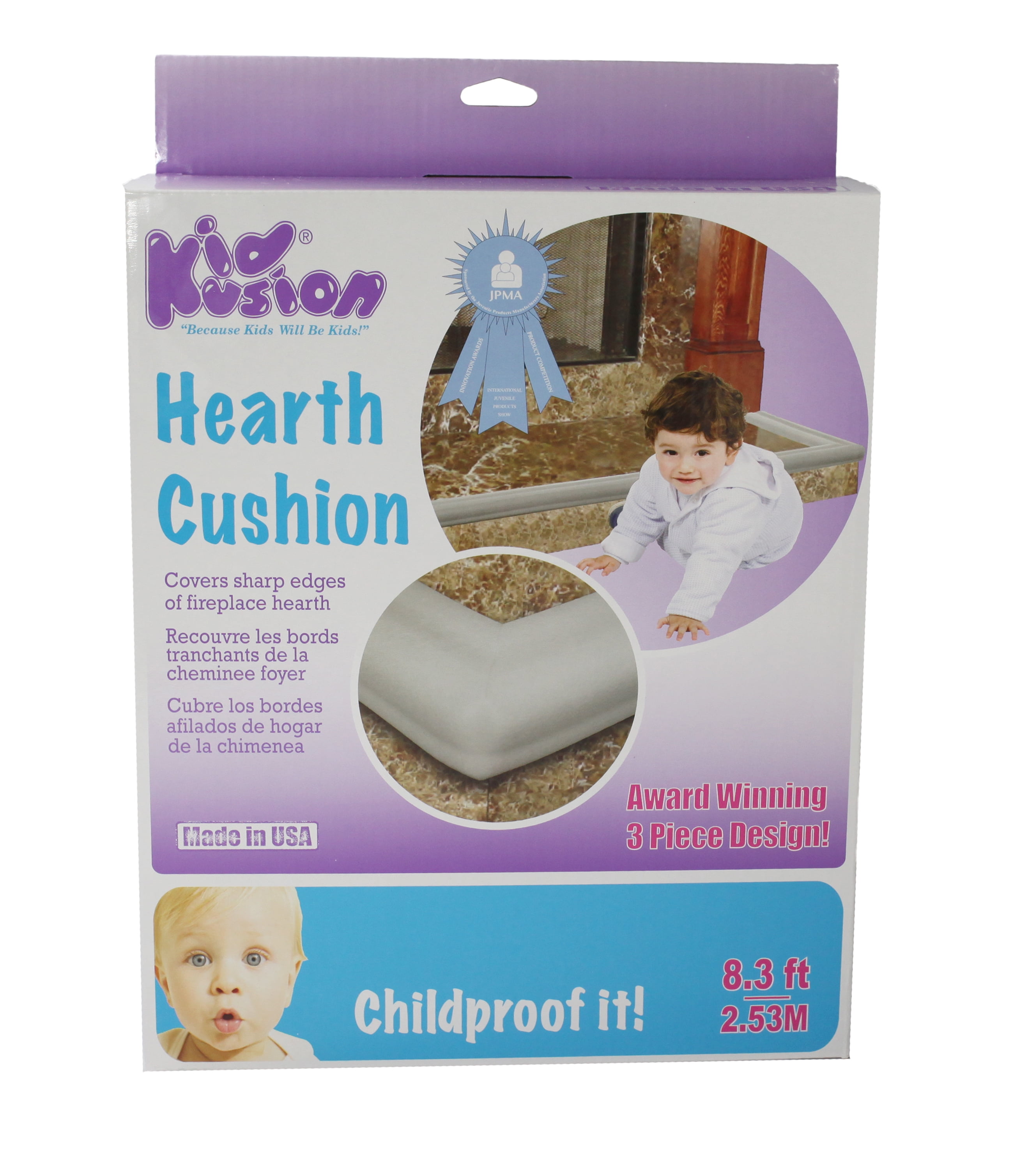 KidKusion Foam Rubber Hearth Guard for Fireplace Hearth, 1 CT, 8.83 ft, Taupe, Toddler