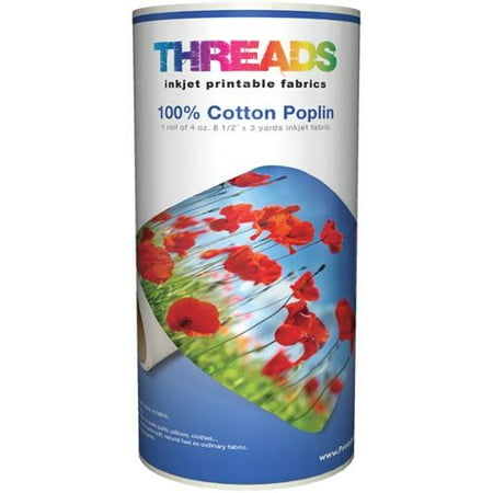 THREADS Inkjet Printable Fabric 8.5 Inch X 3yd-100% Cotton Poplin