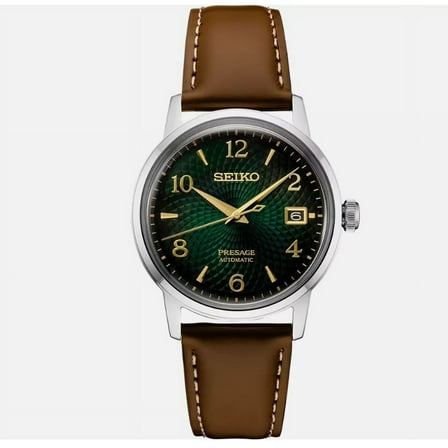Seiko Presage SRPE45 Automatic Green Dial Brown Leather Strap Mens Watch