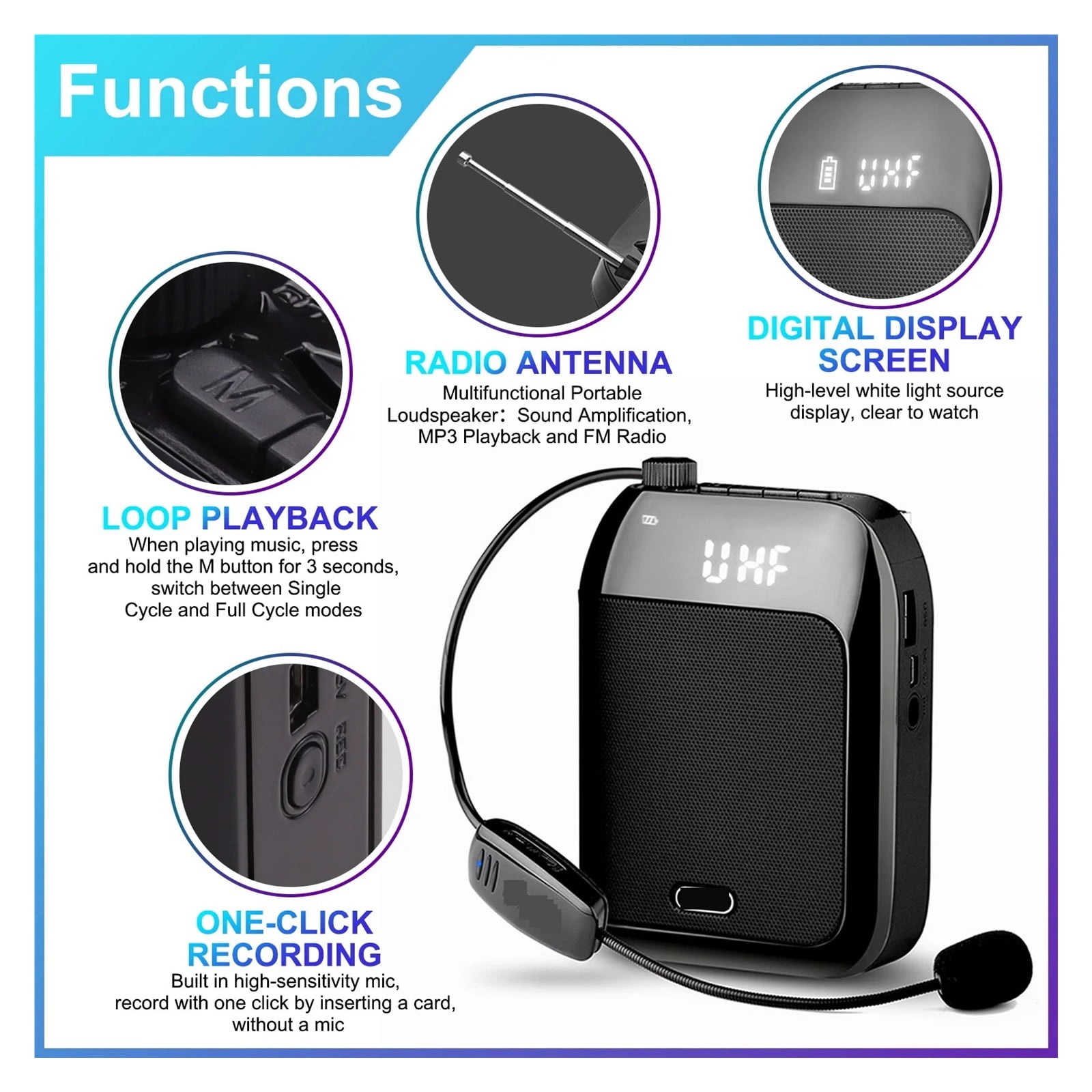 Voice Amplifier 15W Multifunctional Portable Box Of Speaker With Wireless Microphone For Teachers Speakers ,Powerful Voice Amplifier