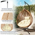 thumbnail image 3 of Indoor Outdoor Hammock Chair With Stand, Rattan Egg Swing Hanging Chair With Cushion For Balcony Bedroom Garden, 3 of 14