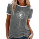 thumbnail image 3 of Camiseta de mujer con cuello redondo y manga corta con estampado de flores, camiseta informal para mujer, Top para citas, trabajo diario, gris claro XXL, 3 of 6