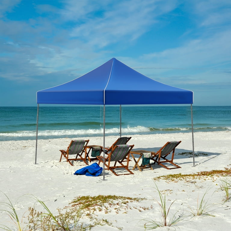 Pop Up Canopy Water Resistant Outdoor Party Tent with Instant Set Up Easy Storage and Portable Carry Bag 10x10 Sun Shelter by Stalwart Blue