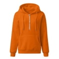 thumbnail image 4 of Huowey Womens Sweatshirt Cozy Casual Half Zip Hoodie With Pocket Lightweight Solid Color Long Sleeve For Everyday Wear Fall Clothes,Orange,XL, 4 of 4