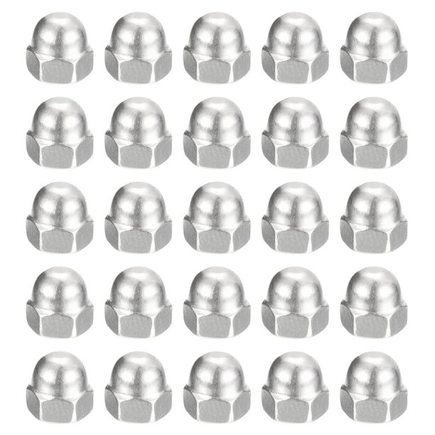 #8-32 Tuercas de tapa de bellota, 50 piezas - Tuercas de hardware de acero inoxidable 304, tuercas de cabeza de cúpula hexagonal de bellota (plateado)