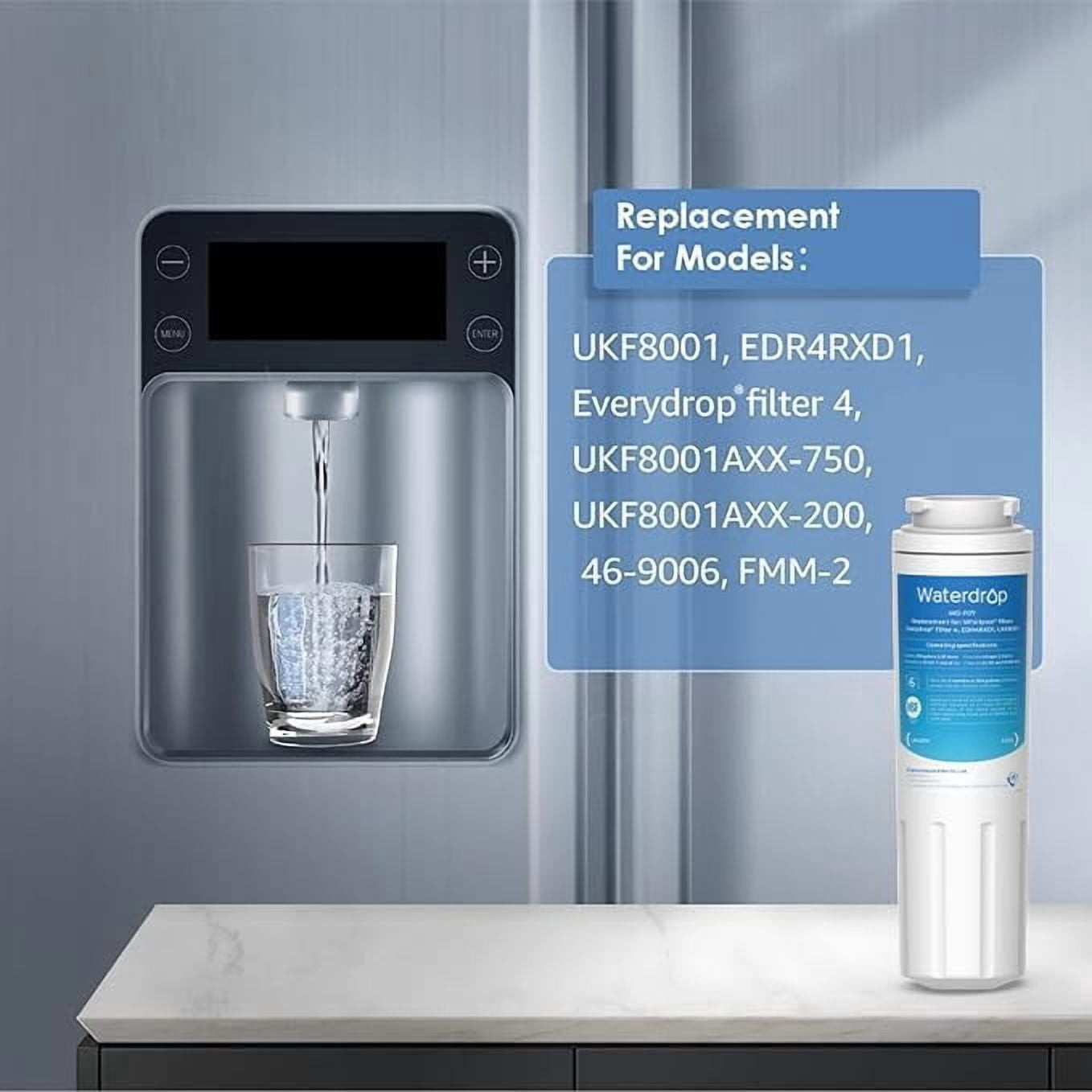Waterdrop UKF8001 NSF 401&53&42 Certified Refrigerator Water Filter Compatible with Maytag UKF8001, EDR4RXD1, Whirlpool Filter 4, 4396395(Pack of 4）