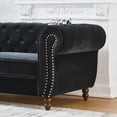 thumbnail image 6 of 87" Chesterfield Velvet Sofa with Rolled Arms and Nailhead Trim, Upholstered Mid-Century Modern Couch, Elegant 3-Seater Sofa for Living Room, Office or Apartment (Black), 6 of 9