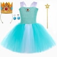 thumbnail image 4 of Disfraz de princesa Rosalina para niñas, vestido de tul con tutú verde menta, vestido de fiesta para niños, cumpleaños, Halloween, carnaval, ropa para fiesta, 4 of 5
