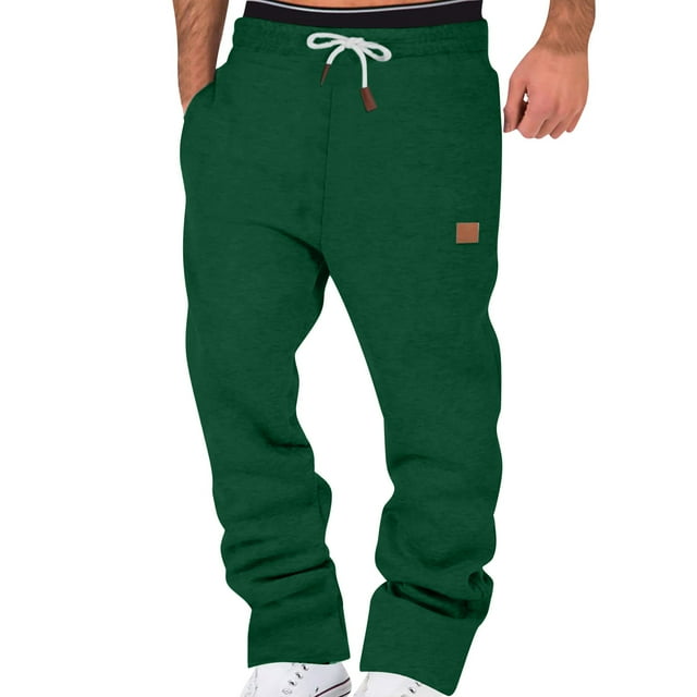 Mens Fleece Lined Sweatpants - Wide Straight Leg, High Waisted, Pockets - Workout Joggers for Running/Hiking - M-XXXXL