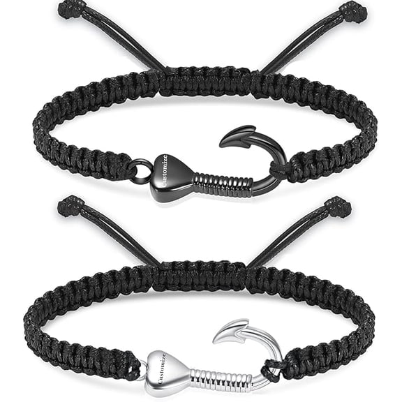Urn Bracelet for Ashes Fish Hook Urn Cremation Bracelet for Ashes Hand Rope Ash Bracelet for Men Women Memorial Ashes Holder Memorial Keepsake Pendant