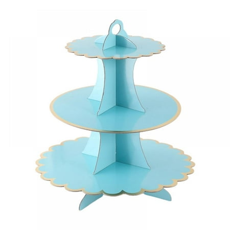 

3-Tier Cupcake Stand Round Cardboard Cupcake Tower Bronzing Lace Dessert Holder Paper Treat Stacked Pastry Serving Platter for Birthday Wedding Party Display Decoration
