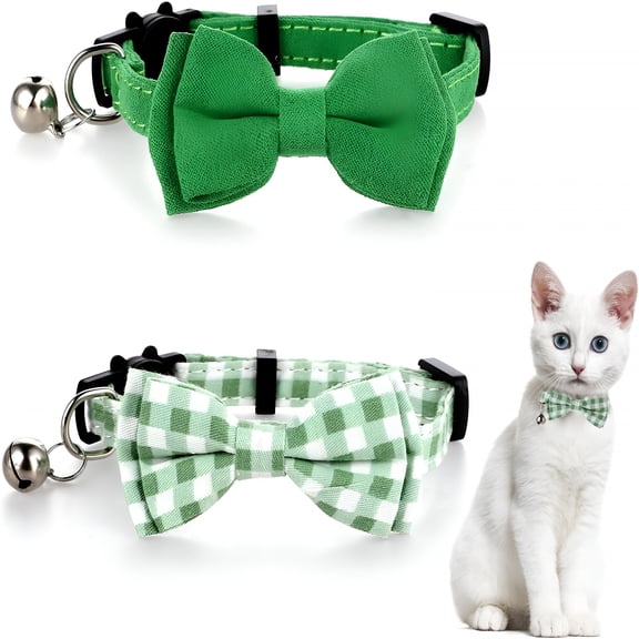 GASTROPOD 2 Pcs Breakaway Cat Collar with Bell,Adjustable Bowtie,Multi-color