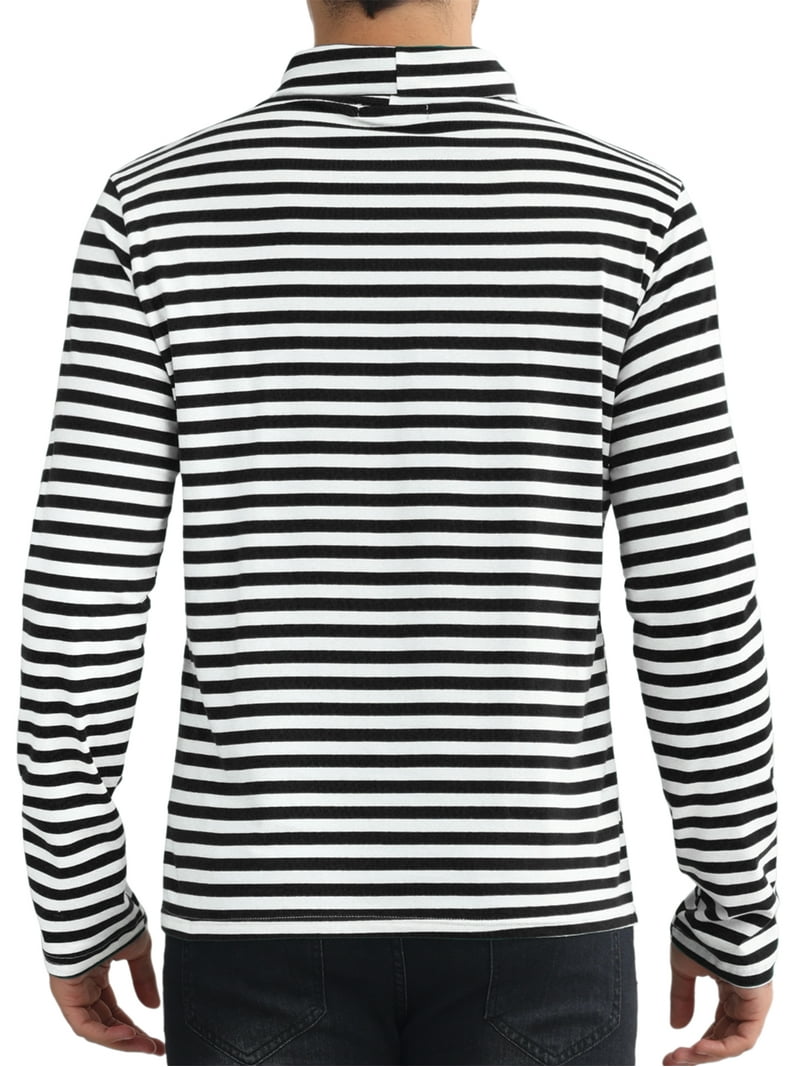 INSPIRE CHIC Striped Turtleneck T-Shirt for Men's Long Sleeves