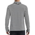 thumbnail image 3 of INSPIRE CHIC Striped Turtleneck T-Shirt for Men's Long Sleeves Pullover Stripes T Shirt XL Black White, 3 of 6